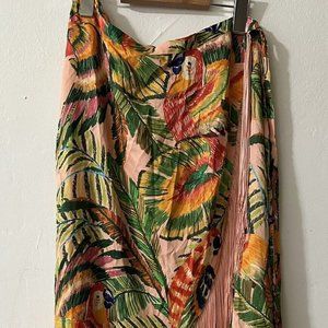 Farm Rio Womens Tassle Trim Wrap Skirt Multi Colored